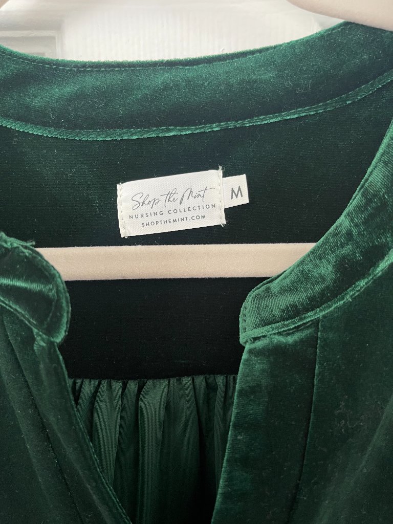 Shop The Mint Nursing Collection Emerald Green Velvet Dress Size Medium — image 2 of 4